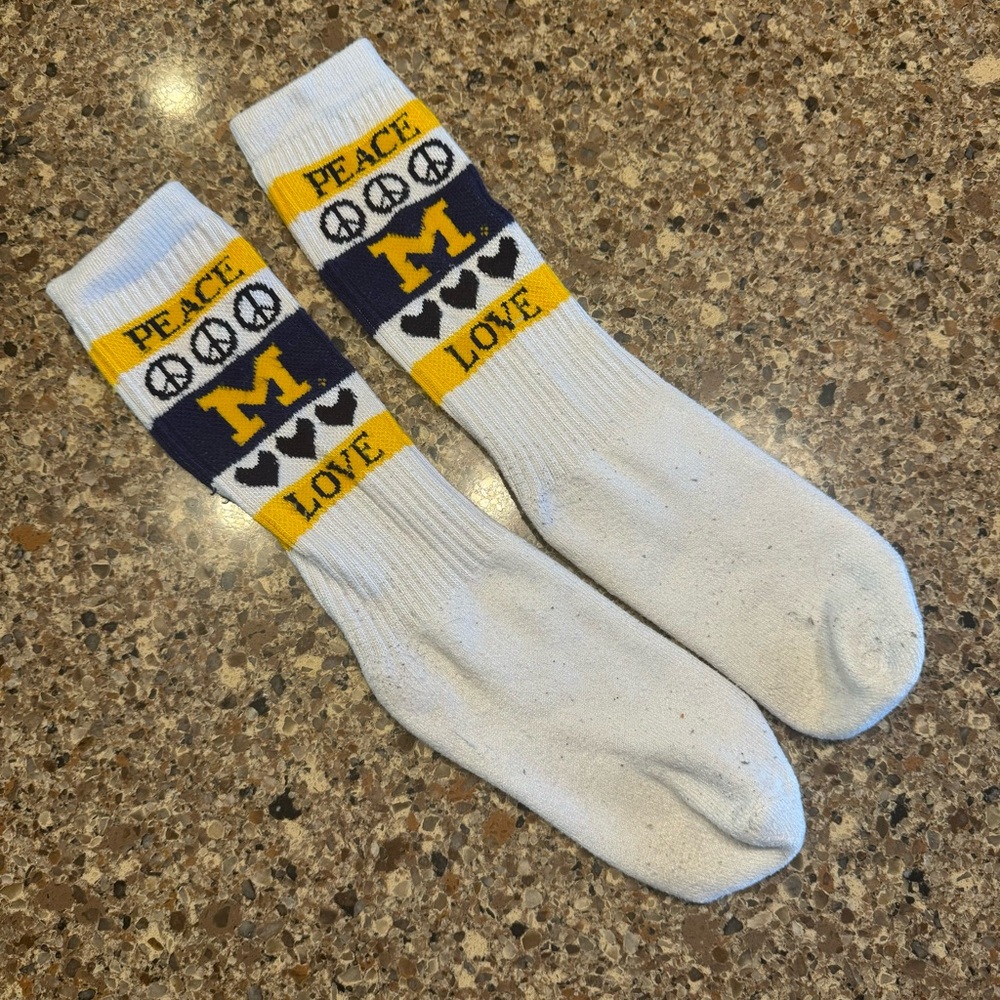 Peace Love UofM crew socks